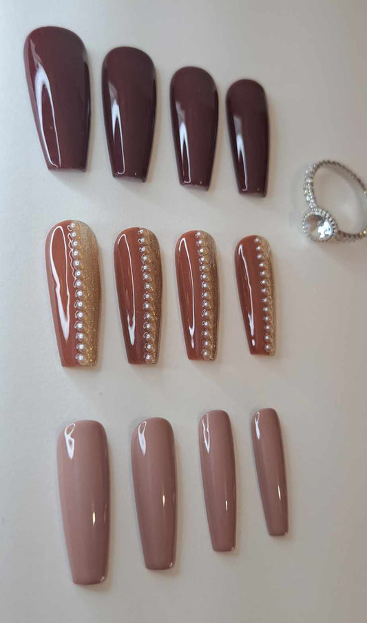 Press-On Nails | Chocolate | Fait Main en France