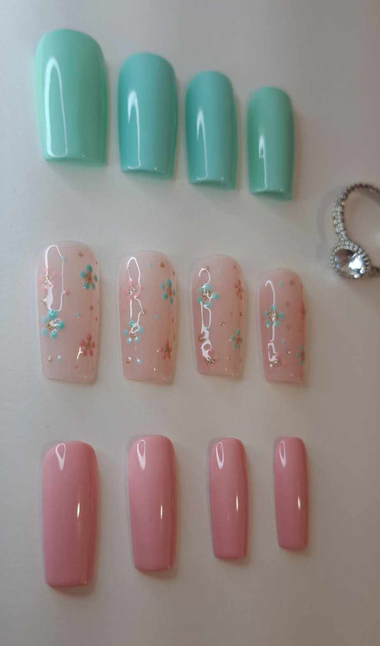 Press-On Nails | Flowers | Fait Main en France