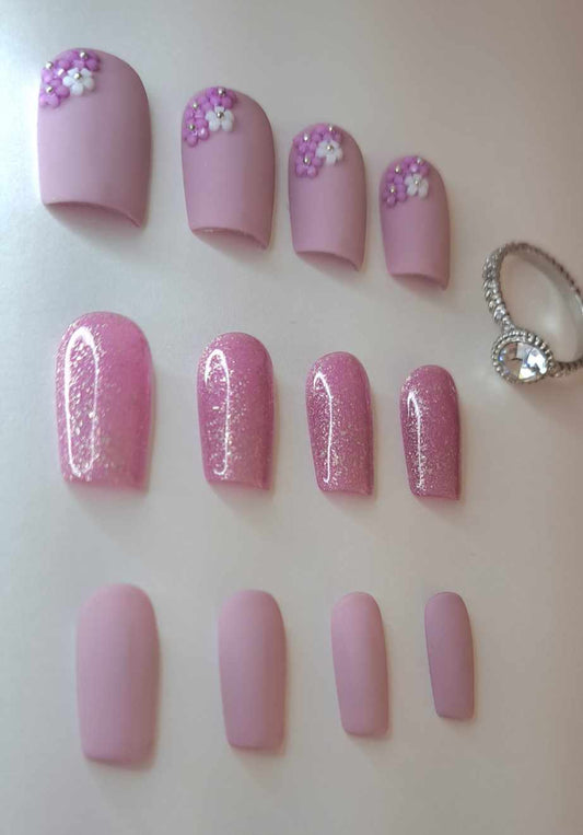 Press-On Nails | Lilas | Fait Main en France