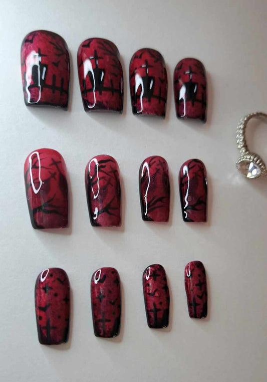 Press-On Nails | Ténèbre | Fait Main en France