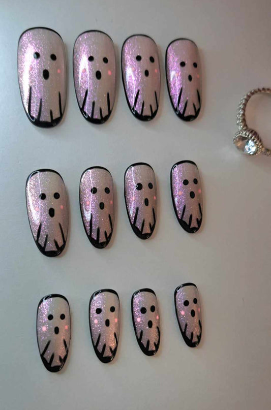 Press-On Nails | Glitter Ghost | Fait Main en France