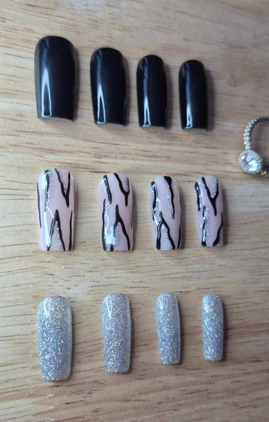 Press-On Nails | Zebra | Fait Main en France