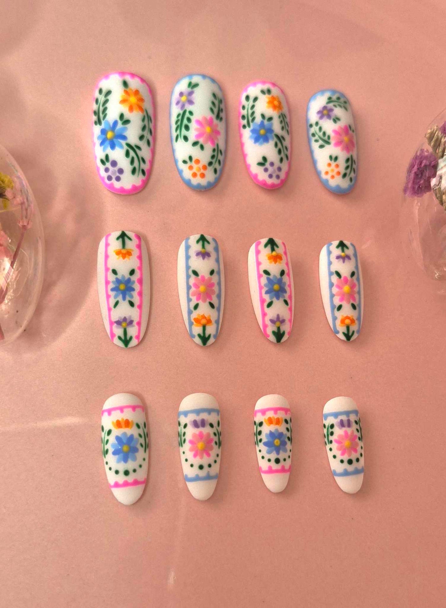 Press-On Nails | Flower Power | Fait Main en France