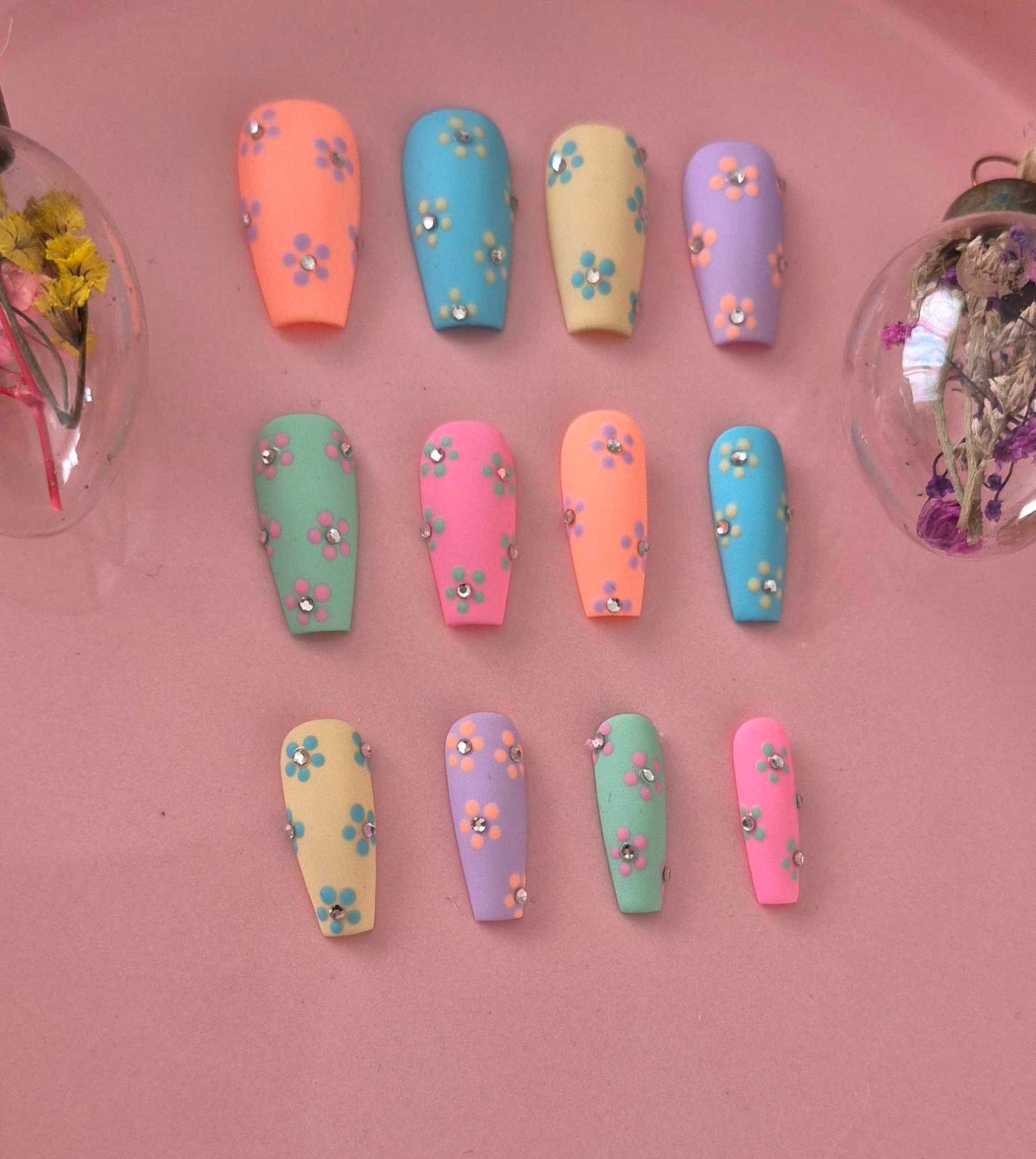 Press-On Nails | Flower Color | Fait Main en France