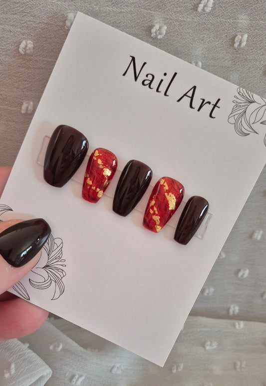 Press-On Nails | Brown | Fait Main en France