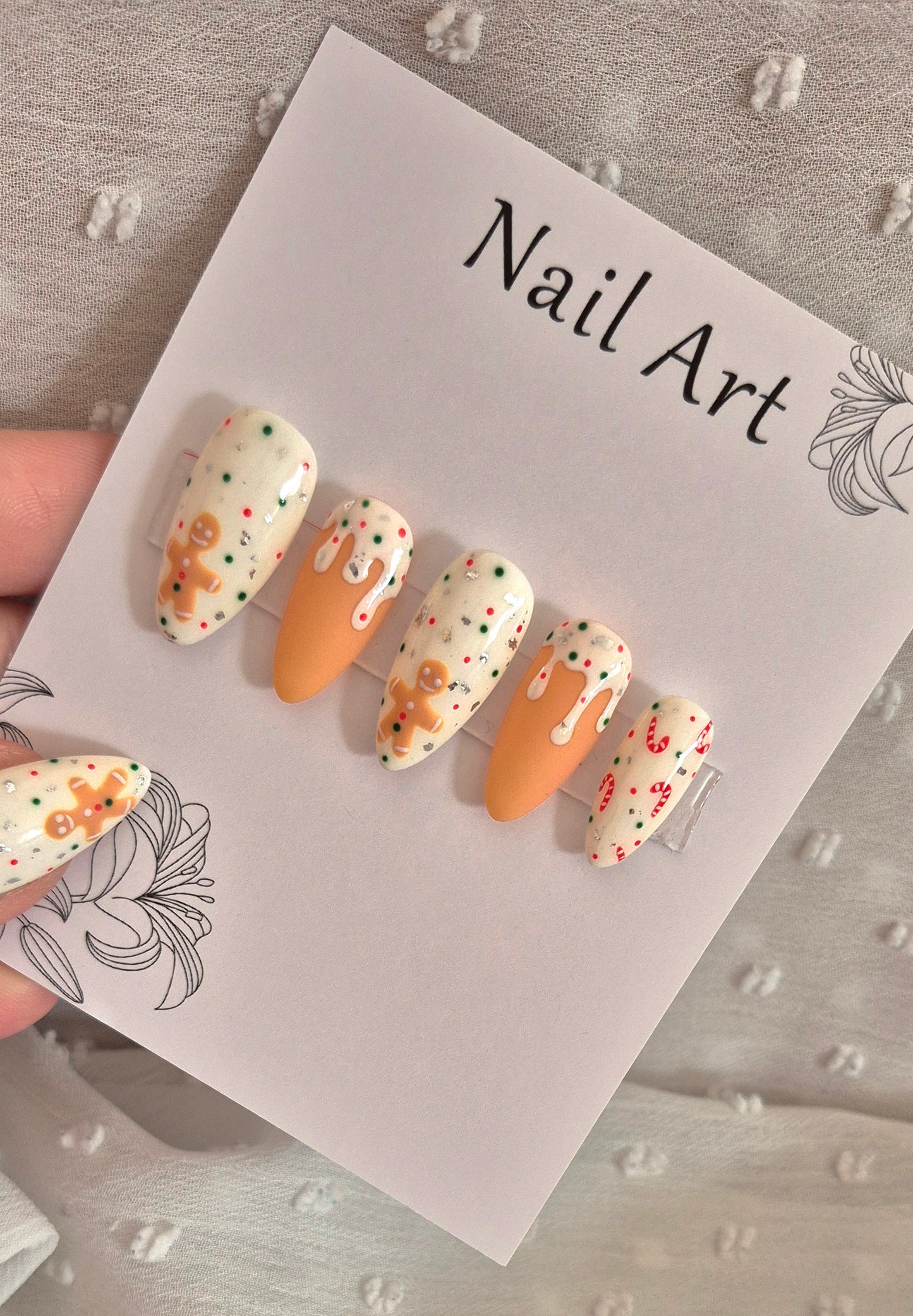 Press-On Nails | Gingerbread | Fait Main en France