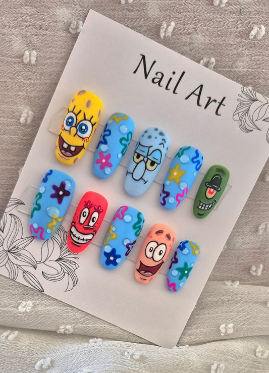 Press-On Nails | Bob L'éponge | Fait Main en France