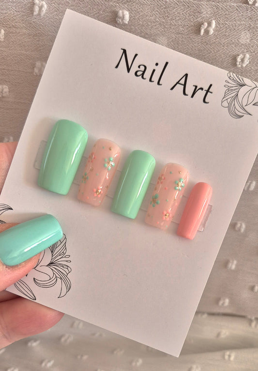 Press-On Nails | Flowers | Fait Main en France