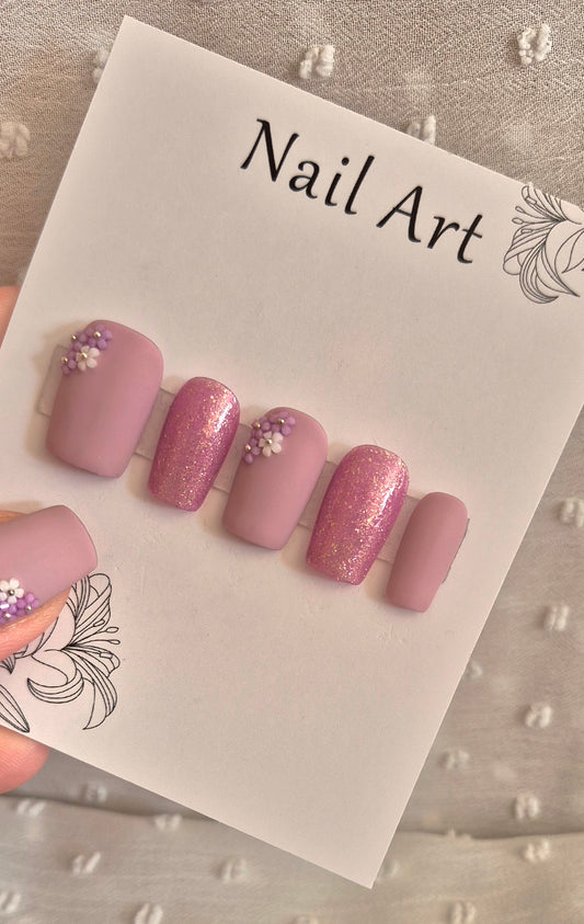 Press-On Nails | Lilas | Fait Main en France