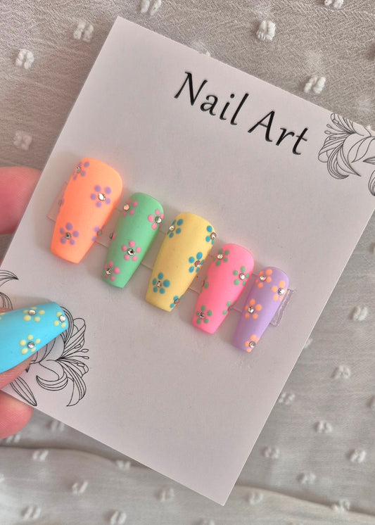 Press-On Nails | Flower Color | Fait Main en France