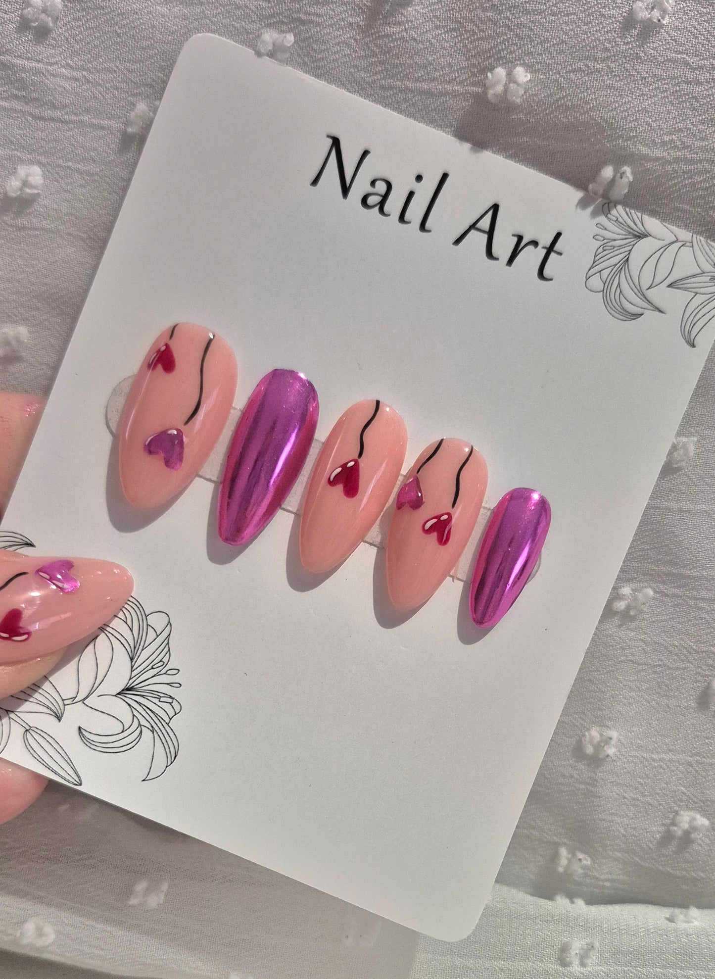 Press-On Nails | Love Chrome | Fait Main en France