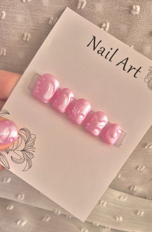 Press-On Nails | Shinny Pink | Fait Main en France