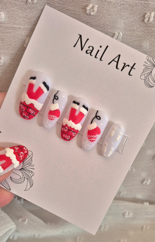 Press-On Nails | Papa Noël | Fait Main en France