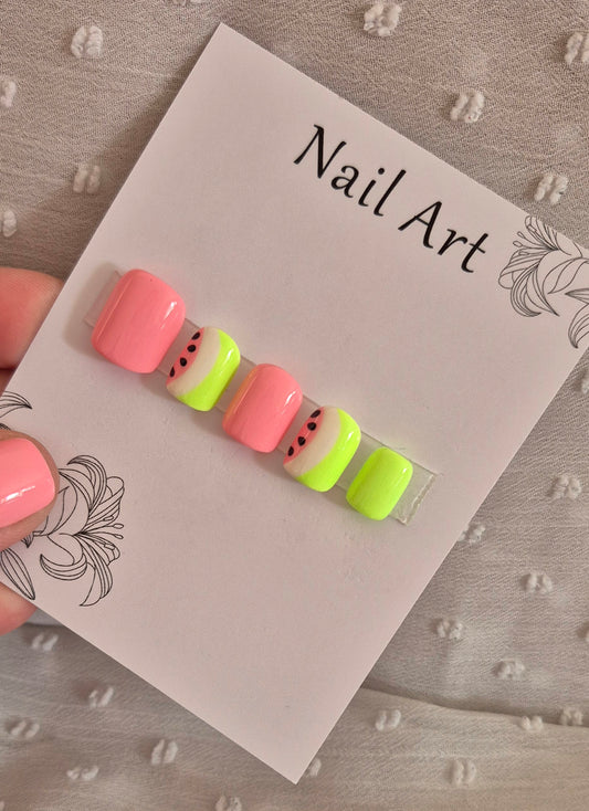 Press-On Nails | Pastèque | Fait Main en France