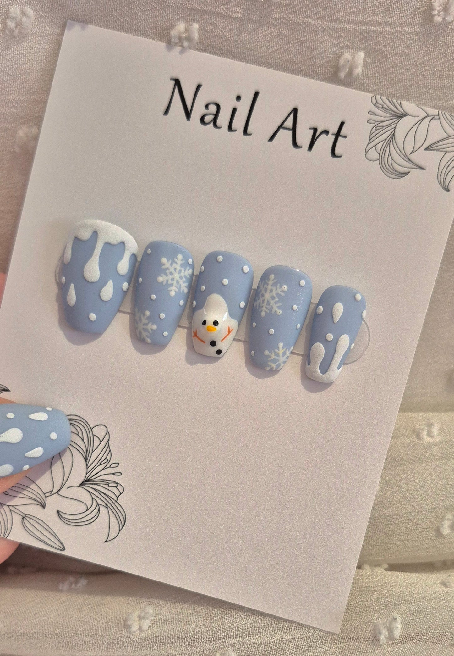 Press-On Nails | Velvet Snow | Fait Main en France