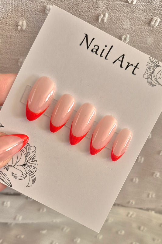 Press-On Nails | French Rouge | Fait Main en France