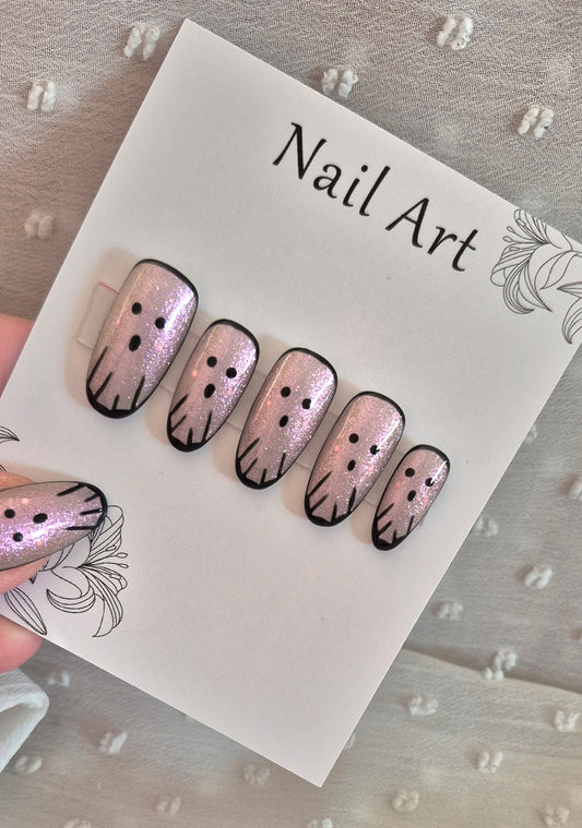 Press-On Nails | Glitter Ghost | Fait Main en France