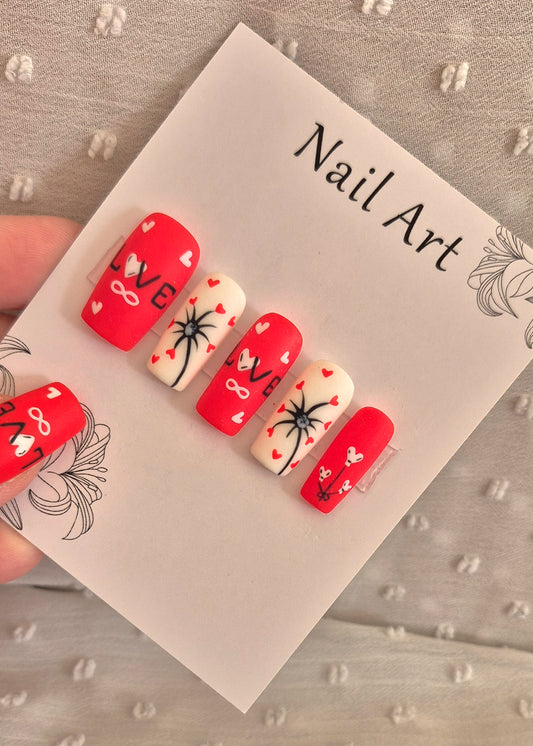 Press-On Nails | Red Velvet | Fait Main en France