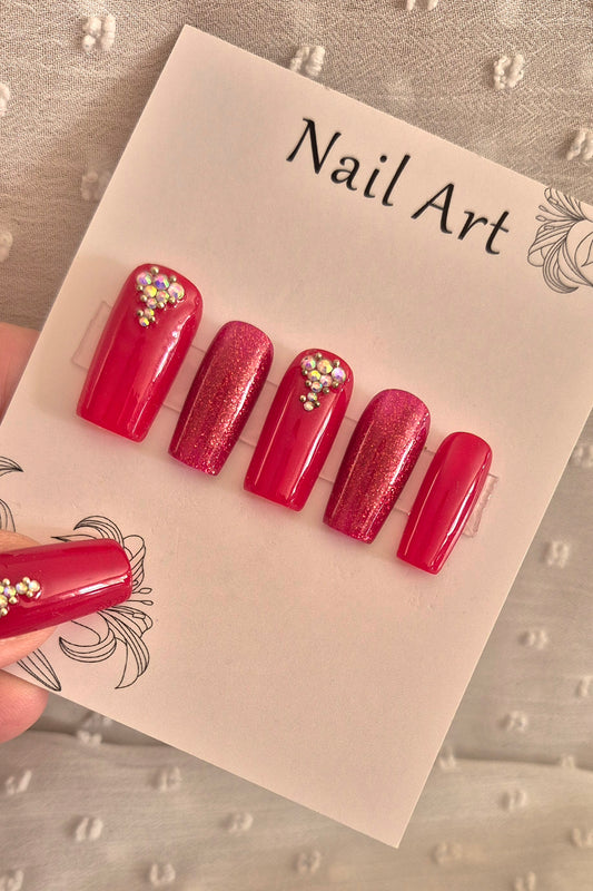 Press-On Nails | Red Dark | Fait Main en France