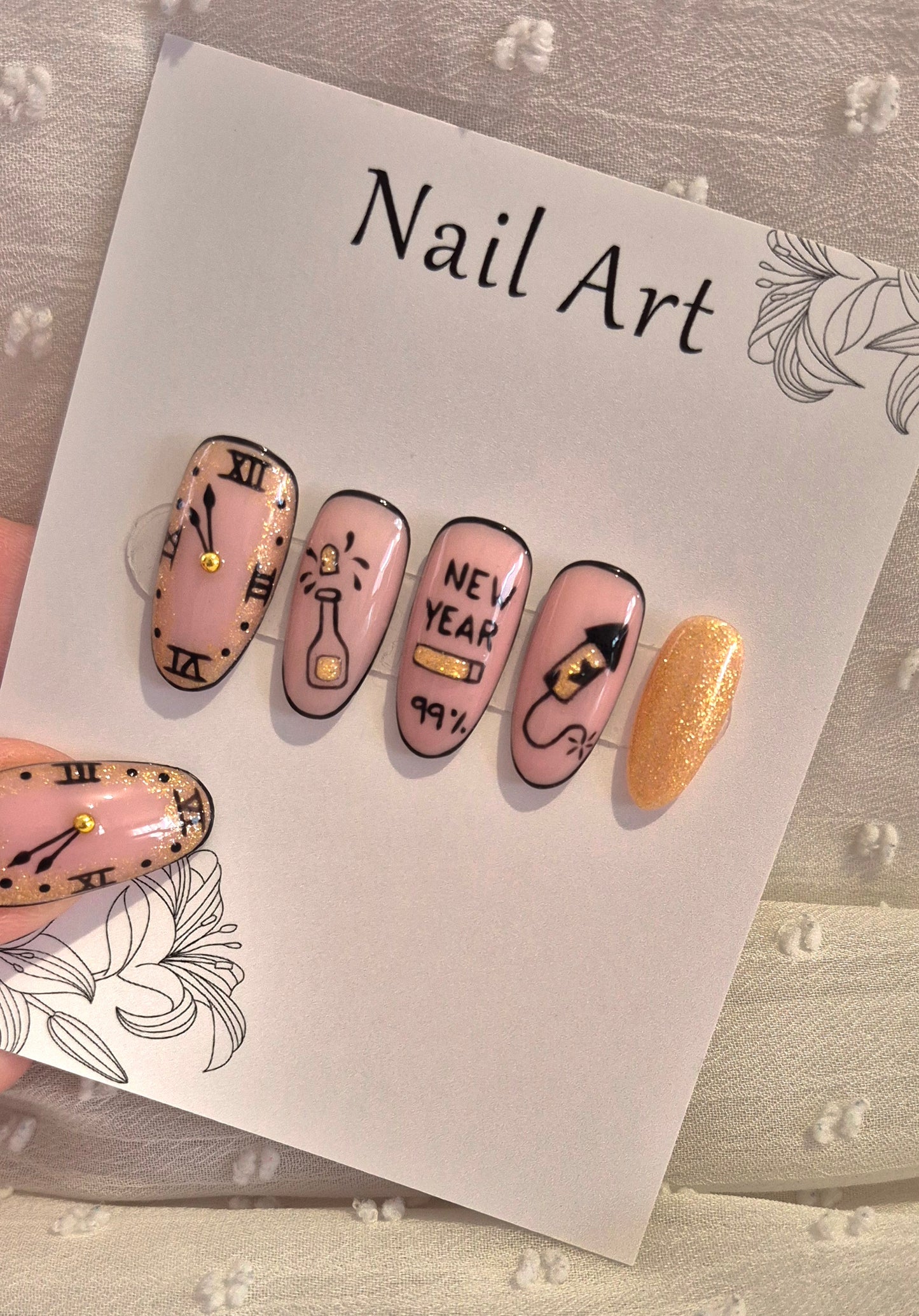 Press-On Nails | Midnight Wish | Fait Main en France