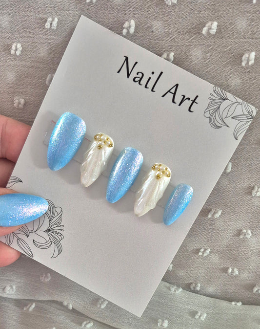 Press-On Nails | Blue Sea | Fait Main en France