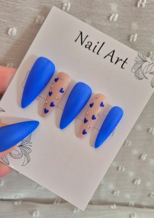Press-On Nails | Blue Lover | Fait Main en France