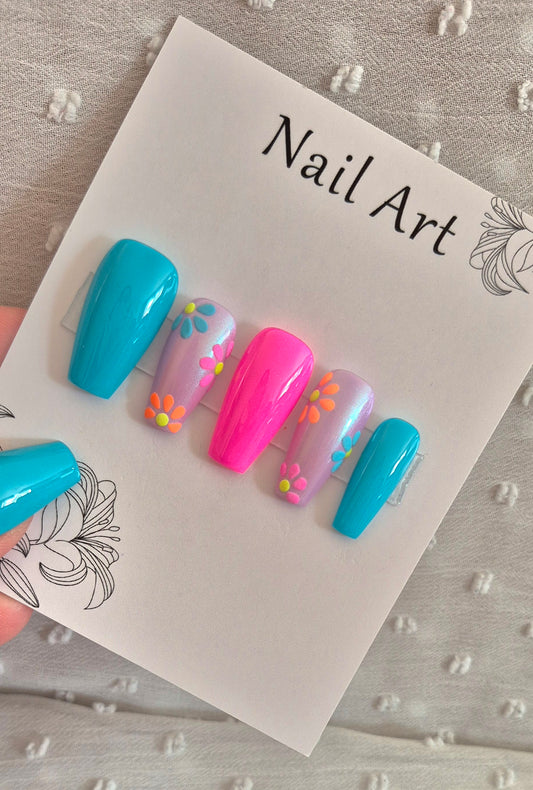 Press-On Nails | Flora | Fait Main en France