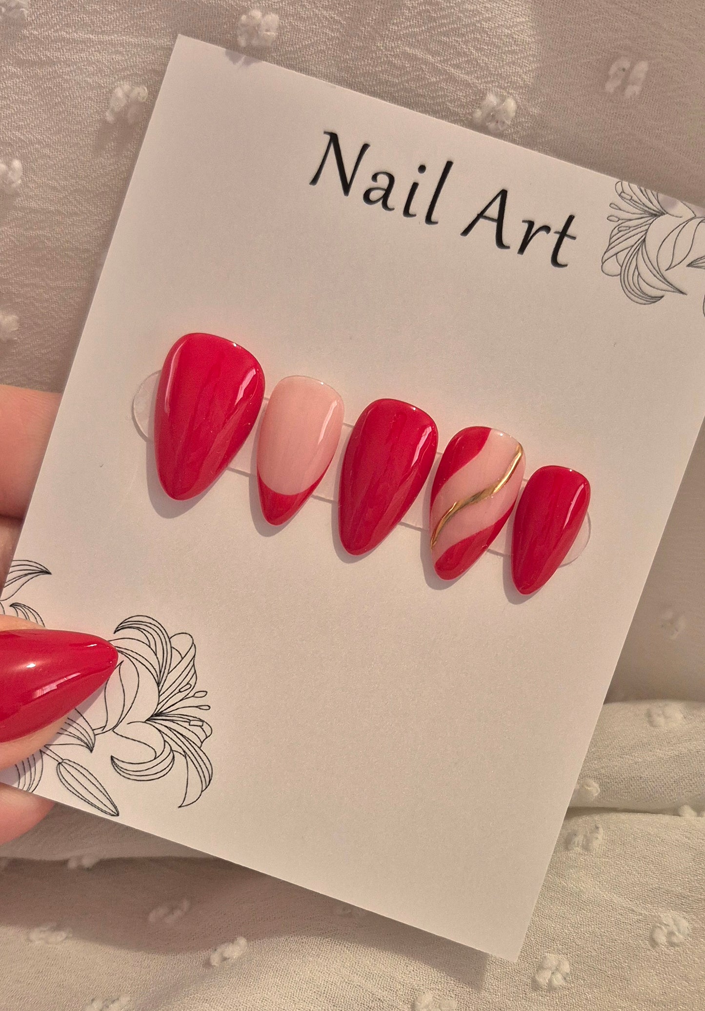 Press-On Nails | Red Dark | Fait Main en France