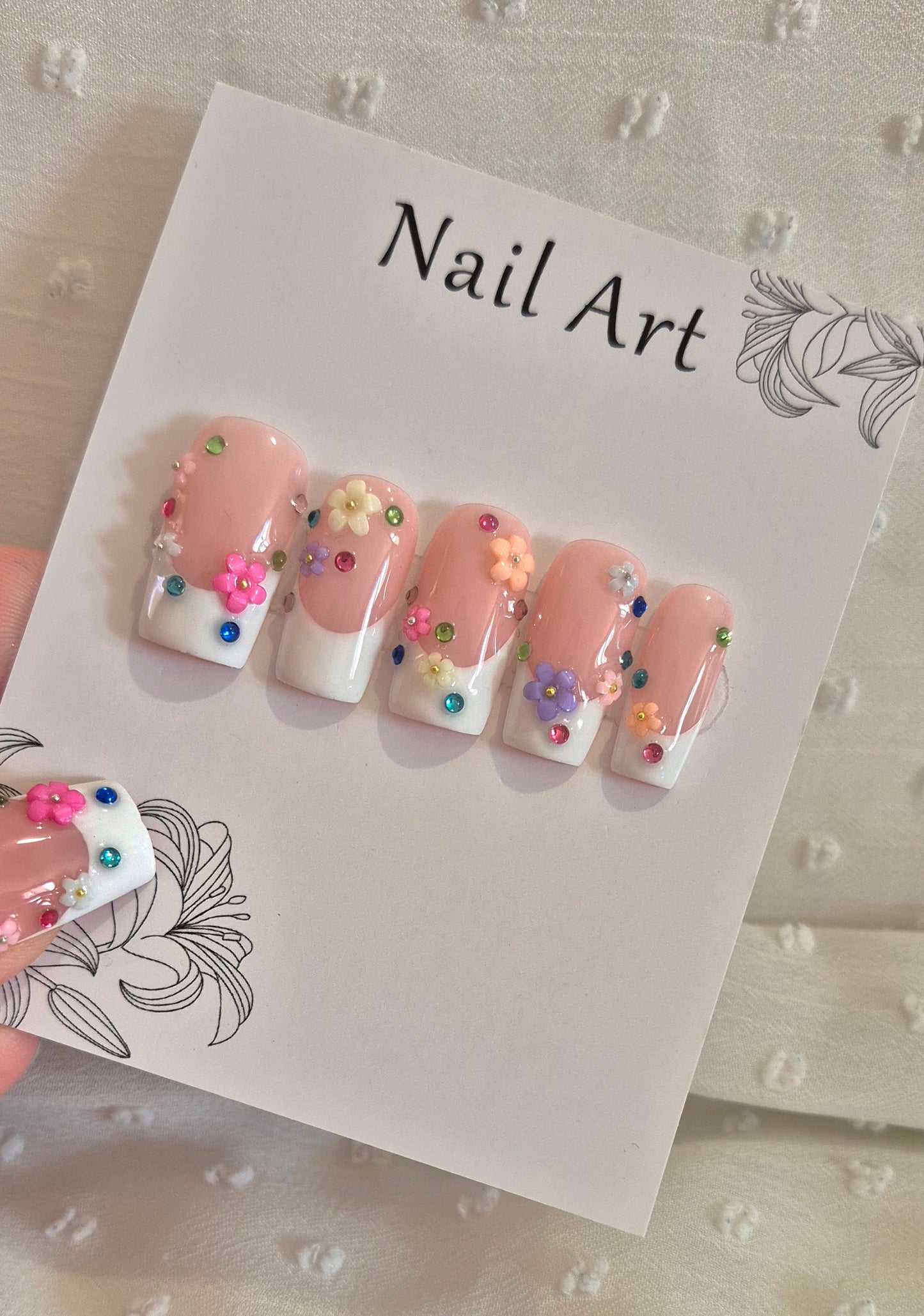 Press-On Nails | Baby Blossom | Fait Main en France