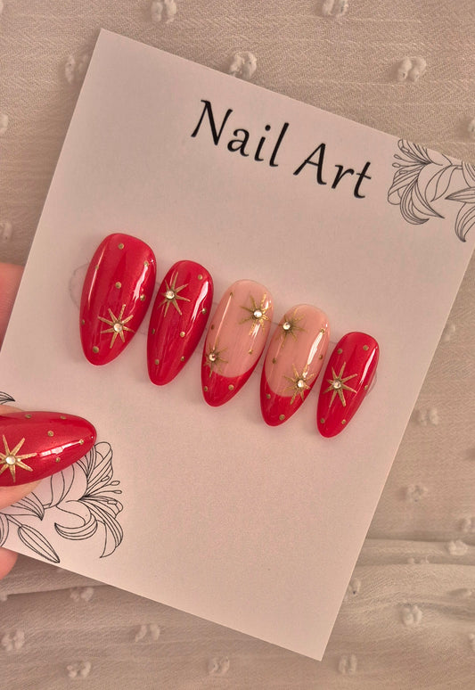 Press-On Nails | Santa's Spark | Fait Main en France