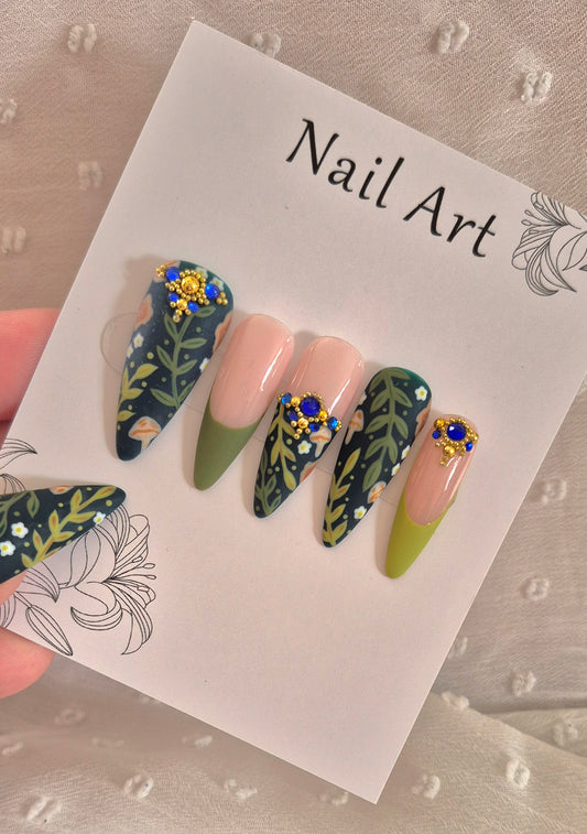 Press-On Nails | Forêt Enchantée | Fait Main en France
