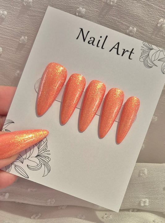 Press-On Nails | Peachy | Fait Main en France
