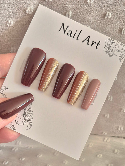 Press-On Nails | Chocolate | Fait Main en France