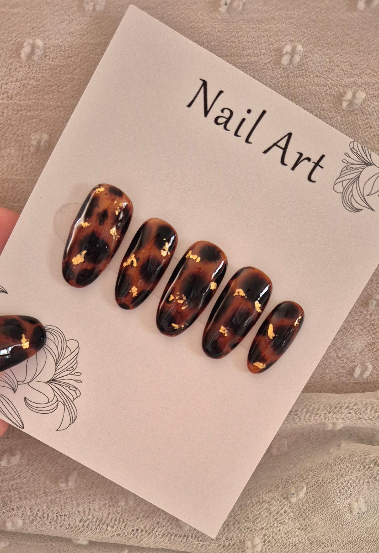 Press-On Nails | Ambre Tortoise | Fait Main en France