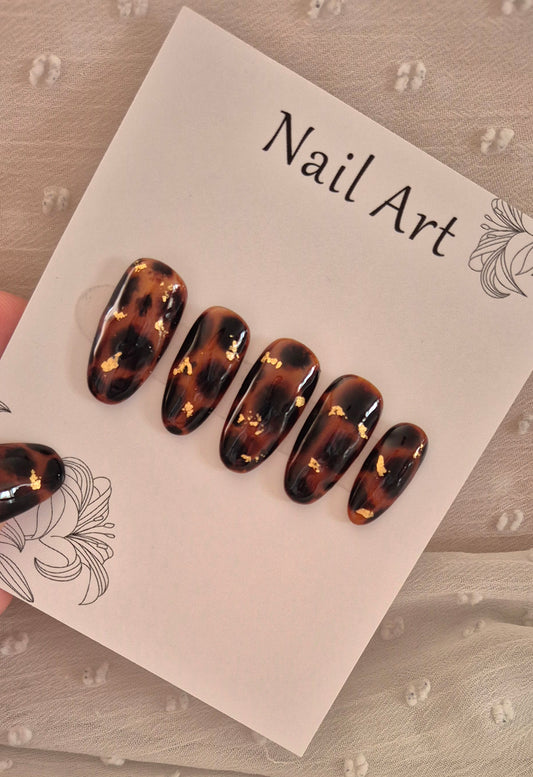 Press-On Nails | Ambre Tortoise | Fait Main en France