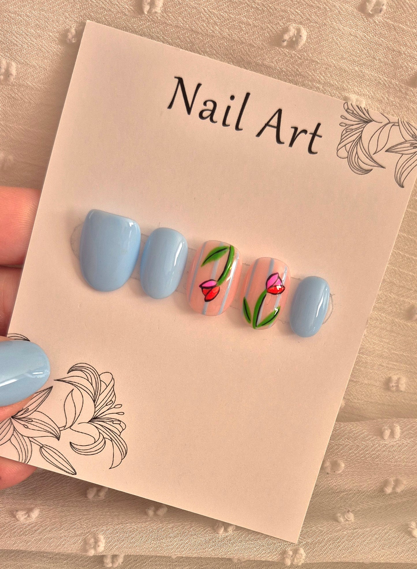 Press-On Nails | Tulip Sky | Fait Main en France